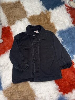 Baby Children's Black Denim Jacket - Casual Button-Up